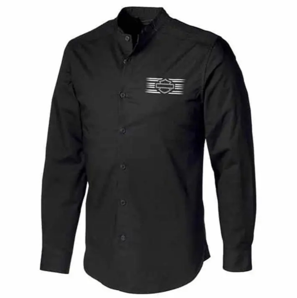 Harley Davidson Multi Stitch Yoke Stretch Long Sleeve Button Up Mens 2XL Black